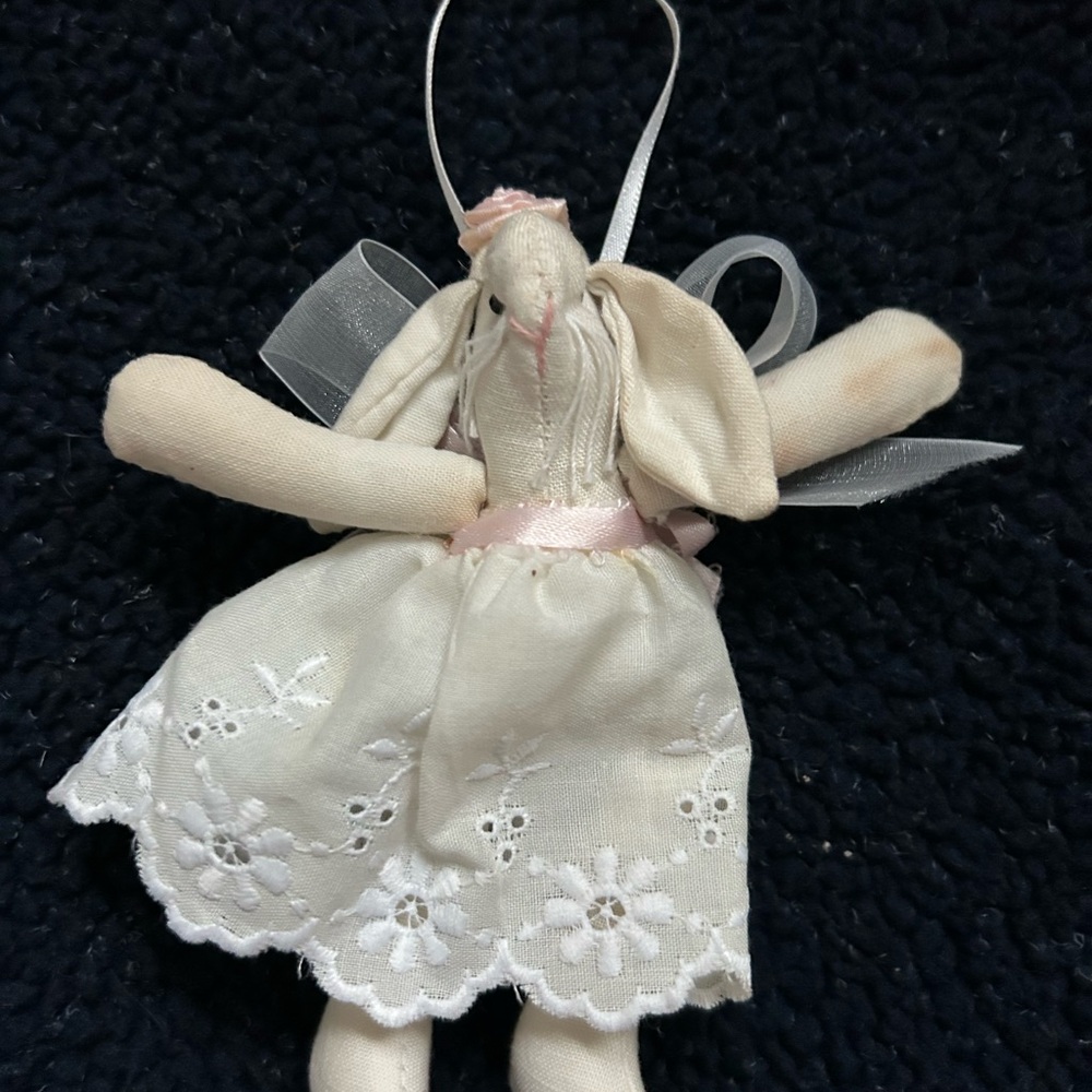 NWOT Handmade Fabric Bunny Ornament